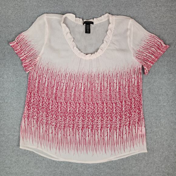 Apostrophe Top Womens Size XL Sheer Pink White TINY FLAW - Picture 1 of 11